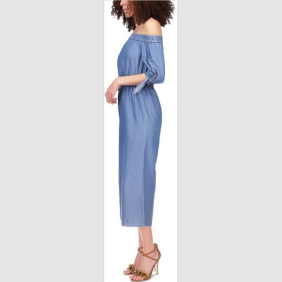 NEW Michael Kors Jumpsuit Size XL Blue Chambray Denim Wide Leg MSRP $179 NWT! - Picture 5 of 16